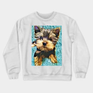 Yorkshire Terrier Puppy Painting Crewneck Sweatshirt